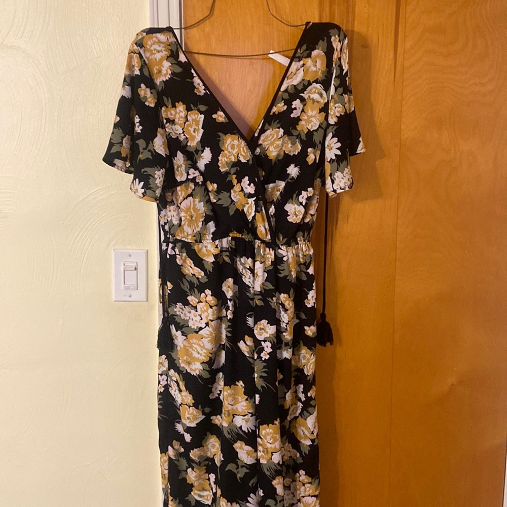 Xhilaration from Target black with flowers jumpsuit